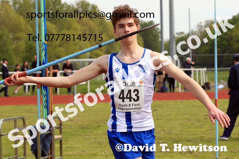 Mens Under-17s Javelin, 2023 North Eastern Track and Field Champs., Middlesbrough Sports Village, Middlesbrough. Photo: David T. Hewitson/Sports for All Pics